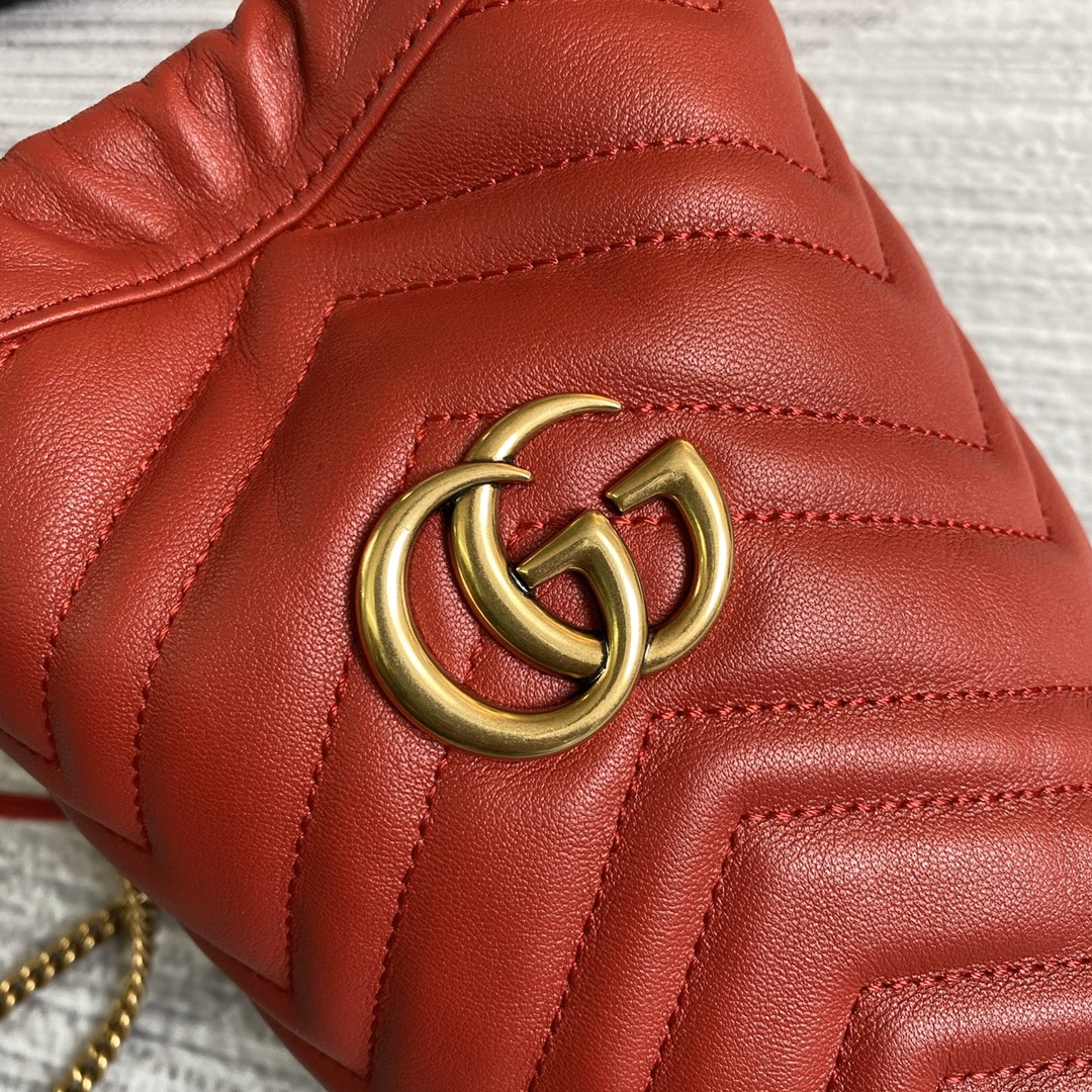 Gucci GG Marmont Mini Bucket Bag Shoulder Bag 575163 Red